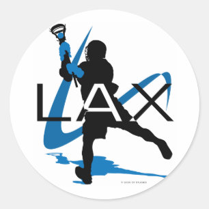 Sticker Rond Bleu de LAX de garçons de lacrosse