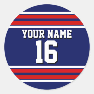 Sticker Rond Bleu de marine avec Red White Strips Team Jersey