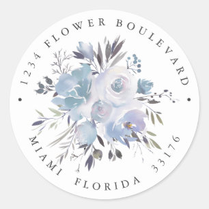 Sticker Rond Bleu de rêve   Mariage Botanique Adresse de retour