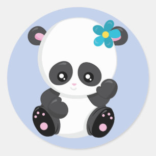 Sticker Rond Bleu de vague d'ours panda