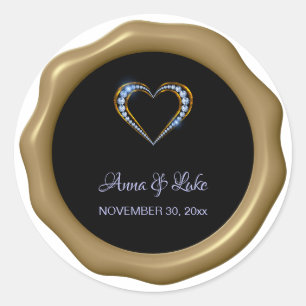 Sticker Rond *~* Bleu Diamant Mariage de cire de coeur