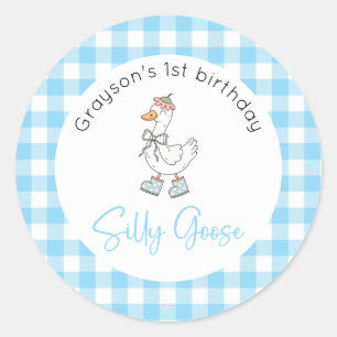 Sticker Rond Bleu d'oie soyeux Anniversaire