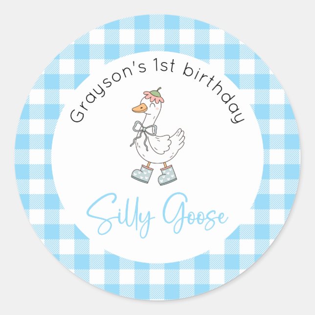 Sticker Rond Bleu d'oie soyeux Anniversaire (Devant)