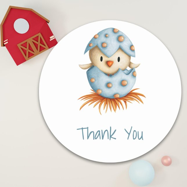 Sticker Rond Bleu d'oiseau mignon Merci (Créateur téléchargé)