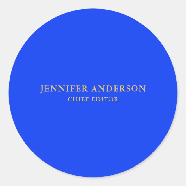 Sticker Rond Bleu d'outremer Or Professionnel Moderne Simple (Devant)