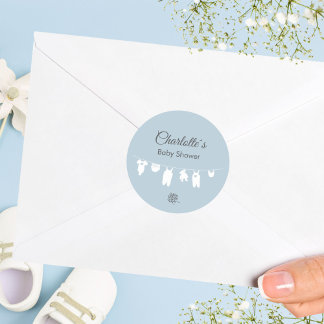 Sticker Rond Bleu Dusty Minimaliste Baby Boy Douche