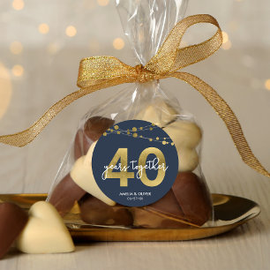 Sticker Rond Bleu Élégant cordes de lumière 40e anniversaire