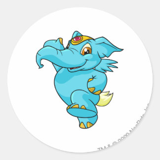 Sticker Rond Bleu éléphante