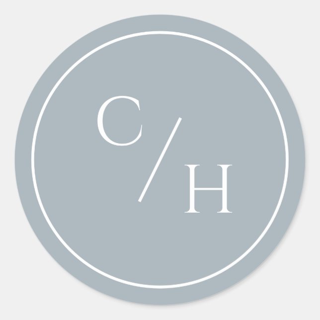 Sticker Rond Bleu et blanc foncé avec 2 initiales (Devant)