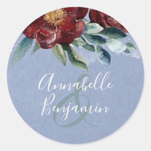 Sticker Rond Bleu et Mariage rouge bordeaux