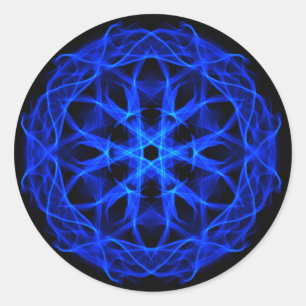 Sticker Rond Bleu-Feu Abstrait