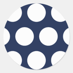 Sticker Rond Bleu foncé avec des points blancs