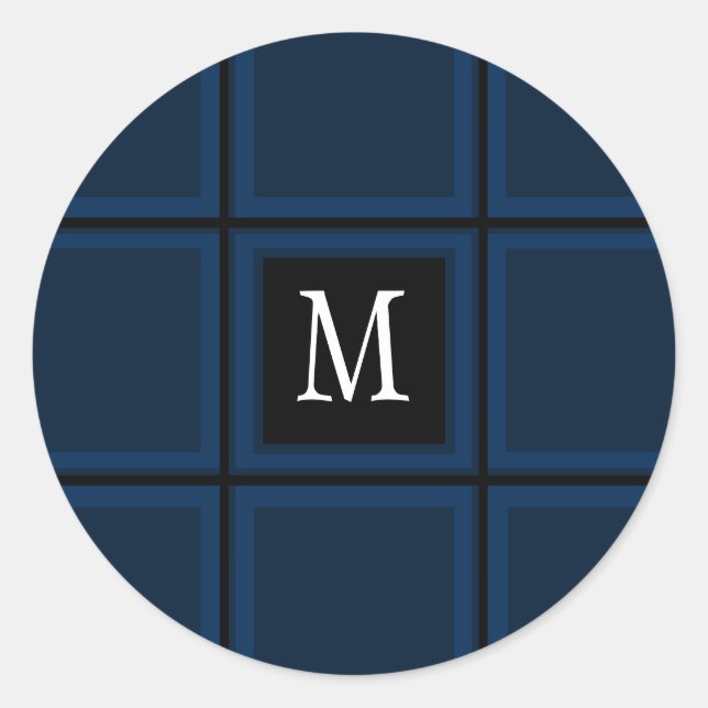 Sticker Rond Bleu foncé marine Personnalisé unique première tri (Devant)