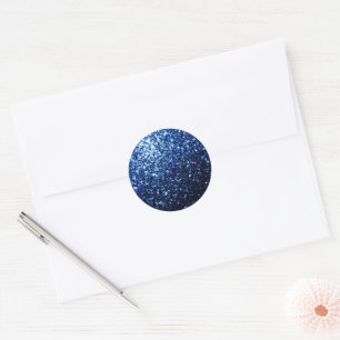 Sticker Rond Bleu foncé profond brillant faux paillettes scinti