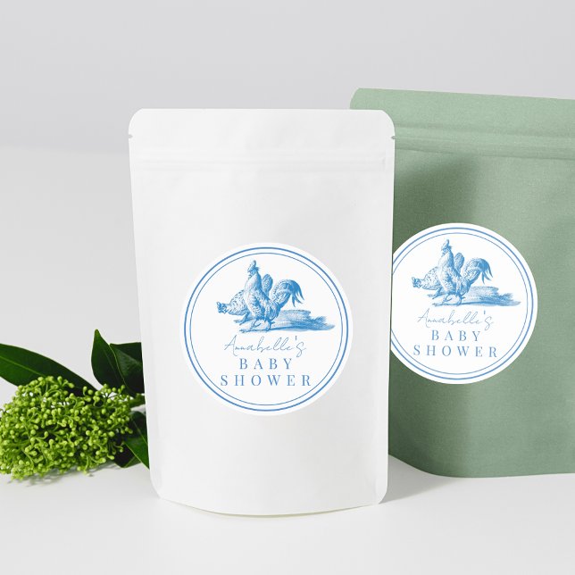 Sticker Rond Bleu France Pays Ferme Baby shower animal (Créateur téléchargé)