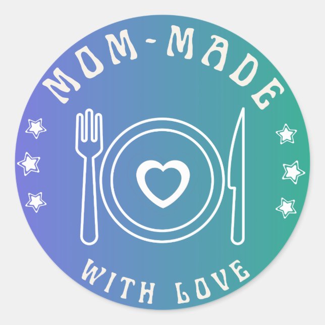 Sticker Rond Bleu Gradient maman fait avec l'autocollant d'amou (Devant)