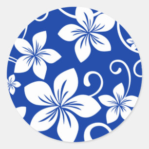 STICKER ROND BLEU HAWAII (BLEU ROYAL)