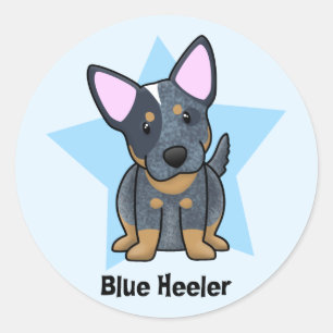 Sticker Rond Bleu Heeler d'étoile de Kawaii