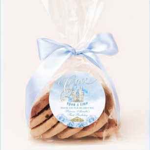 Sticker Rond Bleu Il était une fois Princesse