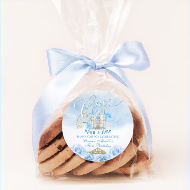 Sticker Rond Bleu Il était une fois Princesse (Créateur téléchargé)