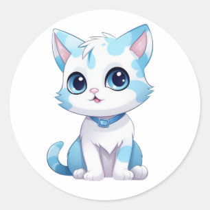 Sticker rond bleu Kitty Classic