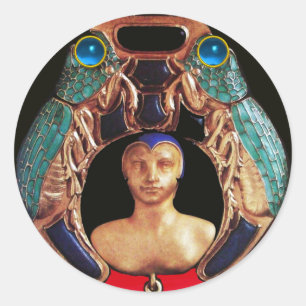 Sticker Rond Bleu Lady Bug, Lapis et Sapphire Gem Pierre Monogr