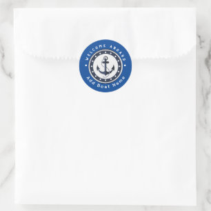 Sticker Rond Bleu Marine Ancre nautique club bateau marina