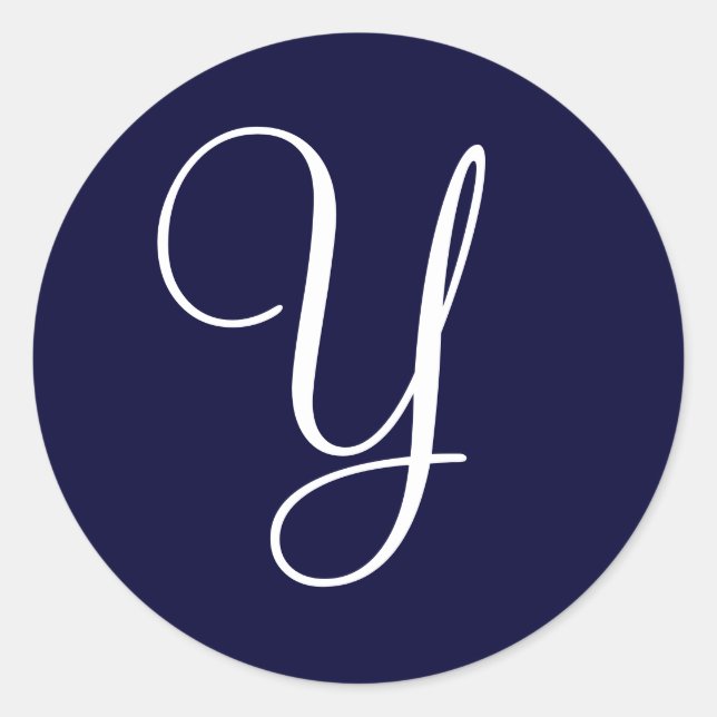 Sticker Rond Bleu marine et monogramme blanc Y (Devant)