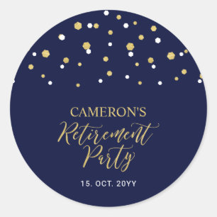 Sticker Rond Bleu marine et or   Cadeau de fête de retraite mod