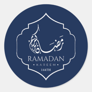 Sticker Rond Bleu marine Ramadan Kareem Personnalisé Islamique