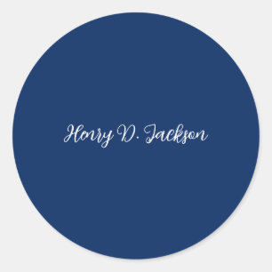 Sticker Rond Bleu marine unique écriture classique uni