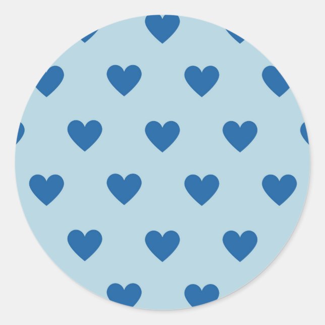 Sticker Rond Bleu mignon simple Motif de coeur (Devant)