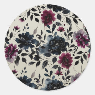 Sticker Rond Bleu Minuit Bourgogne Fleur d'Amandier Mariage