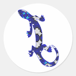 Sticker Rond Bleu Mosaïque Serpent Peau Lizard