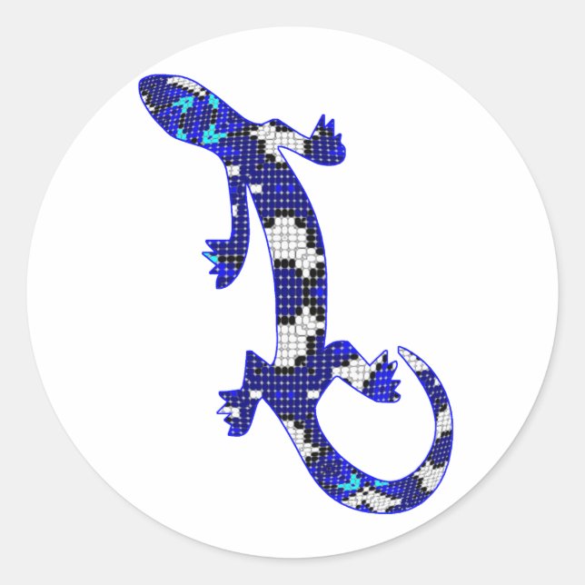 Sticker Rond Bleu Mosaïque Serpent Peau Lizard (Devant)