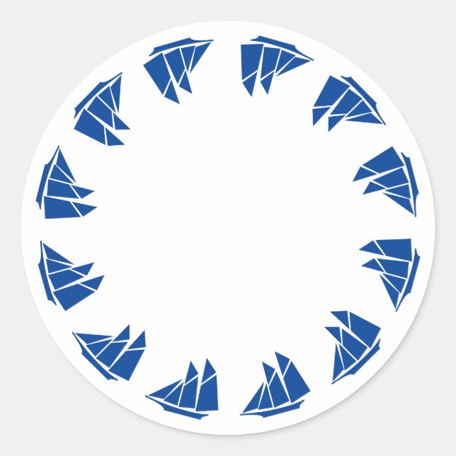 Sticker Rond Bleu nautique blanc cadre blanc de bateau blanc bl (Devant)