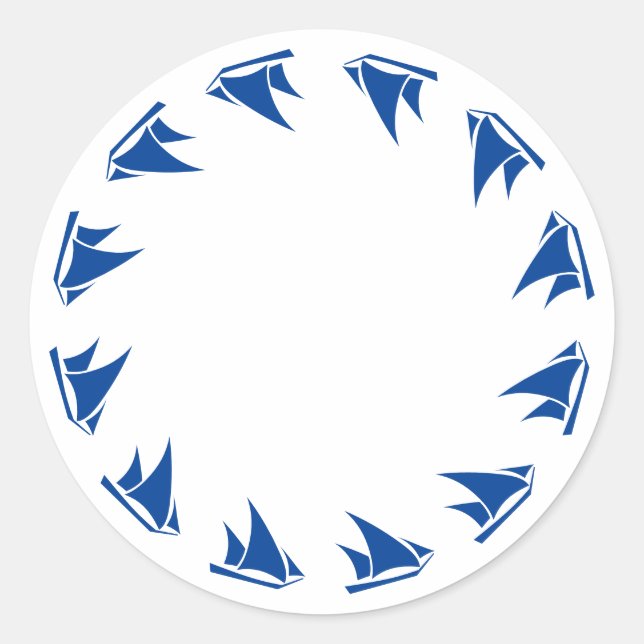 Sticker Rond Bleu nautique blanc cadre de bordure blanc (Devant)