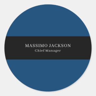 Sticker Rond Bleu Noir Tendance Simple Minimaliste Professionne