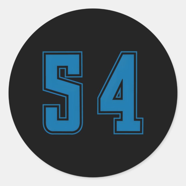 Sticker Rond Bleu Numéro 54 Équipe Junior Sports Numéroté Unifo (Devant)