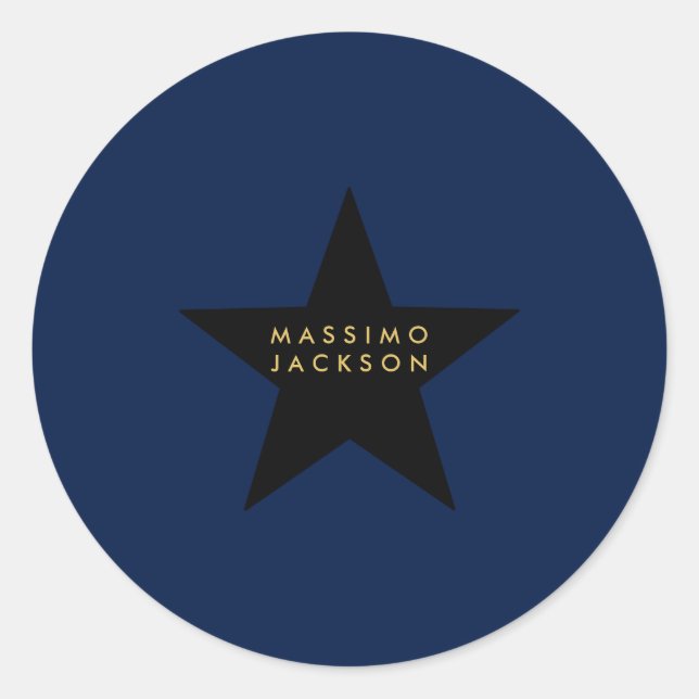 Sticker Rond Bleu Or Couleurs Professionnel Tendance Étoile Noi (Devant)