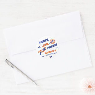 Sticker Rond Bleu, Orange Dart War Anniversaire, N'Importe Quel