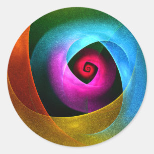 Sticker Rond Bleu orange rose moderne Art Abstrait Motif #24