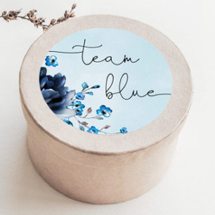 Sticker Rond Bleu ou rose floral genre révéler l'équipe bleu