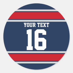 Sticker Rond Bleu personnalisé Rouge et argent Sport raypes