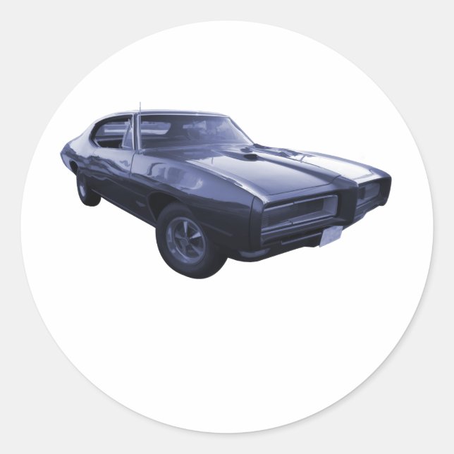 Sticker Rond Bleu Pontiac GTO 1968 (Devant)