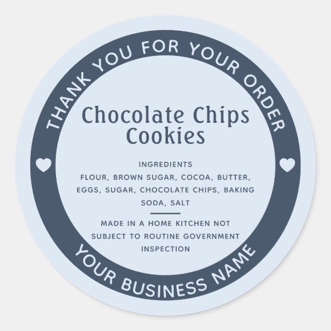 Sticker Rond Bleu Poudre Droit de chalet Ingrédient Cookie Stic (Devant)