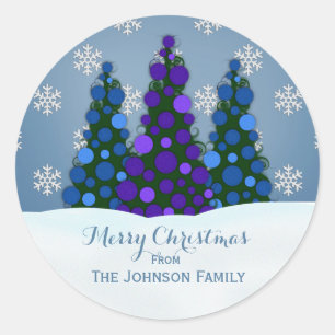Sticker Rond Bleu pourpre personnalisé d'autocollants d'arbre