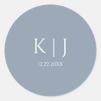 Bleu Poussiéreux Monogramme Initial Minimal Tendan