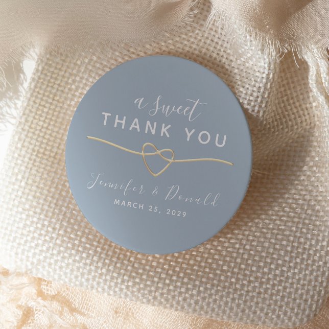 Sticker Rond Bleu Poussiéreux Un Doux Merci Mariage (Créateur téléchargé)