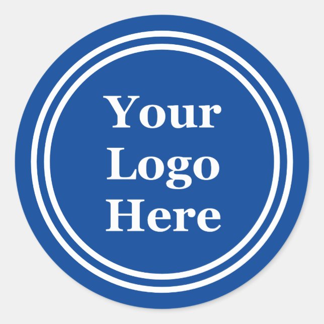 Sticker Rond Bleu profond avec double bordure blanche Votre log (Devant)
